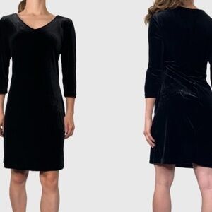 Vtg Andrea Polizzi/Rex Lester Poly/Spandex Stretch Velvet Black Dress Size S